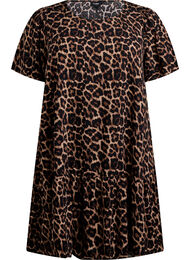 FLASH - Kjole i viskose med snittlinje, Leopard AOP