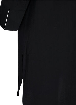 Skjortekjole med knyting og splitt, Black, Packshot image number 3