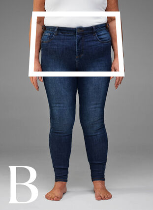 Supersmale jeans med høy midje, Dark Blue, Model image number 1