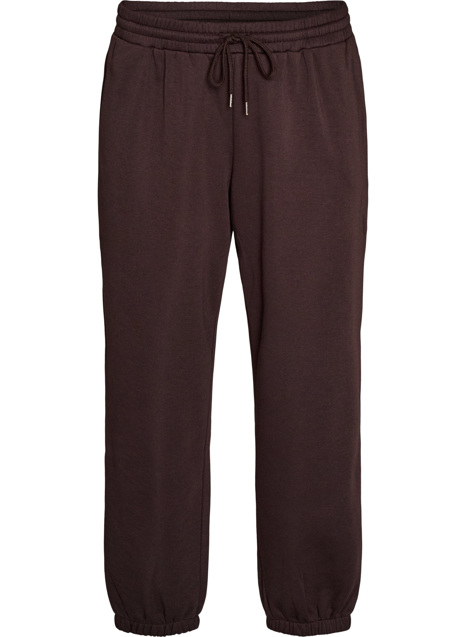 ZizziJoggebukse med h&oslash;y midje og sn&oslash;ring, Brun, Packshot image number 0