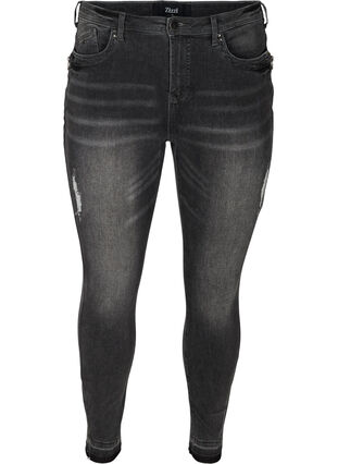 Super slim Amy jeans med splitt, Grey Denim, Packshot image number 0