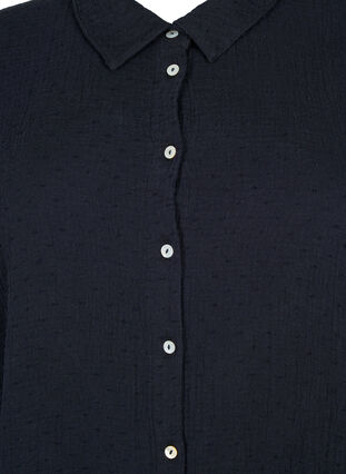 Skjortekjole i bomull med korte ermer, Black, Packshot image number 2