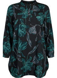 FLASH - Blomstret tunika med lange ermer, Black Scarab Flower