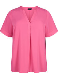 Kortermet bluse med V-hals, Raspberry Sorbet