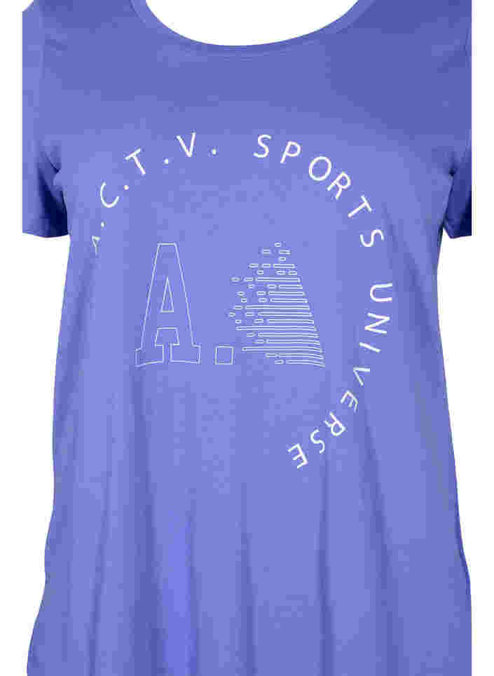 T-skjorte til trening med trykk, Very Peri A.C.T.V, Packshot image number 2