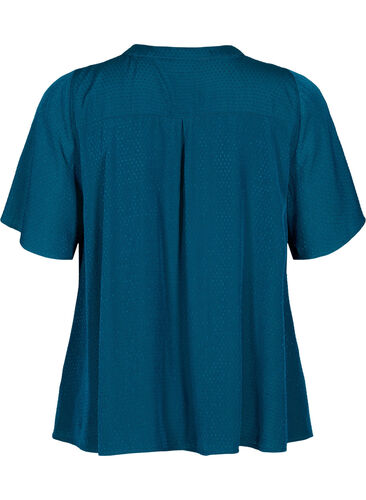 Kortermet skjorte med prikkete mønster, Deep Teal, Packshot image number 1