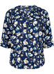 Blomstret bluse med 3/4-ermer, P. Blue Flower AOP, Packshot image number 0