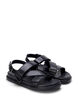 Sandal i skinn med bred passform og justerbare remmer, Svart, Packshot image number 1