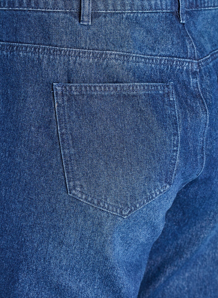 Straight fit jeans med rhinesteiner og høy midje, Dark Blue, Packshot