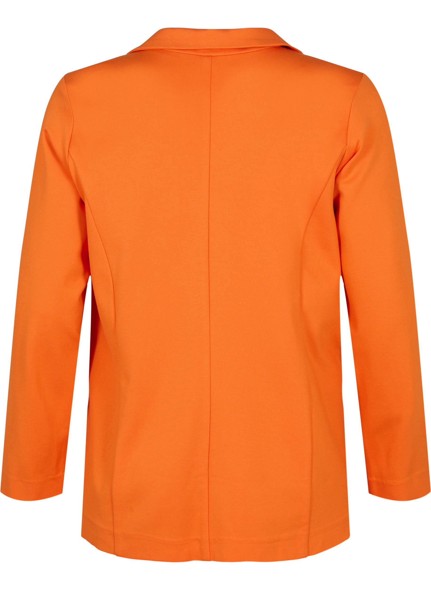 Zizzi Enkel blazer med knapp og pyntelommer, Mandarin Orange, Packshot image number 1