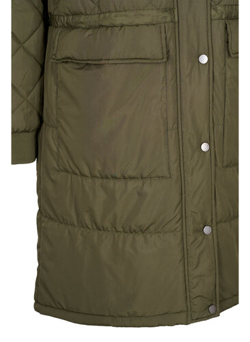 Quiltet jakke med hette og justerbar midje, Forest Night, Packshot image number 3