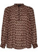 Bluse med heldekkende trykk og kort knappestolpe, Brun, Packshot image number 0