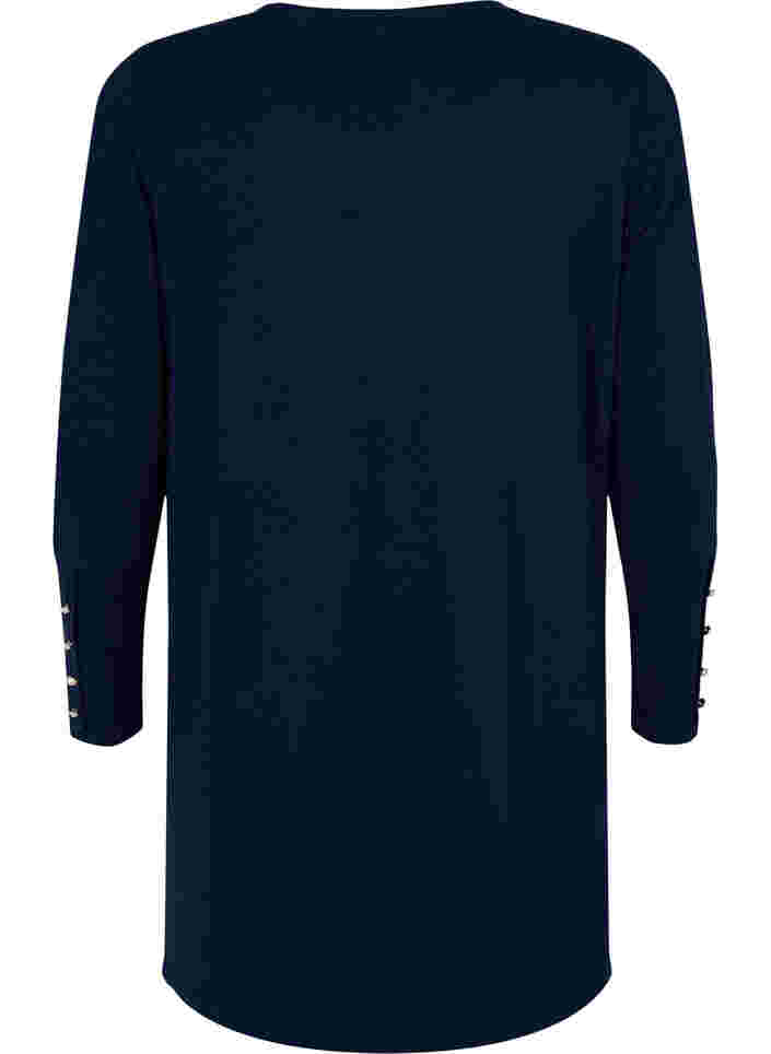 Tunika med lange ermer og knappedetaljer, Navy Blazer, Packshot image number 1