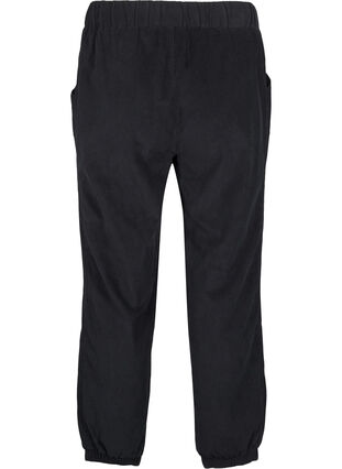 Zizzi Cordfløyelsbukser med elastisk linning, Black, Packshot image number 1