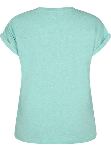 Melert T-skjorte med korte ermer, Turquoise Mél, Packshot image number 1