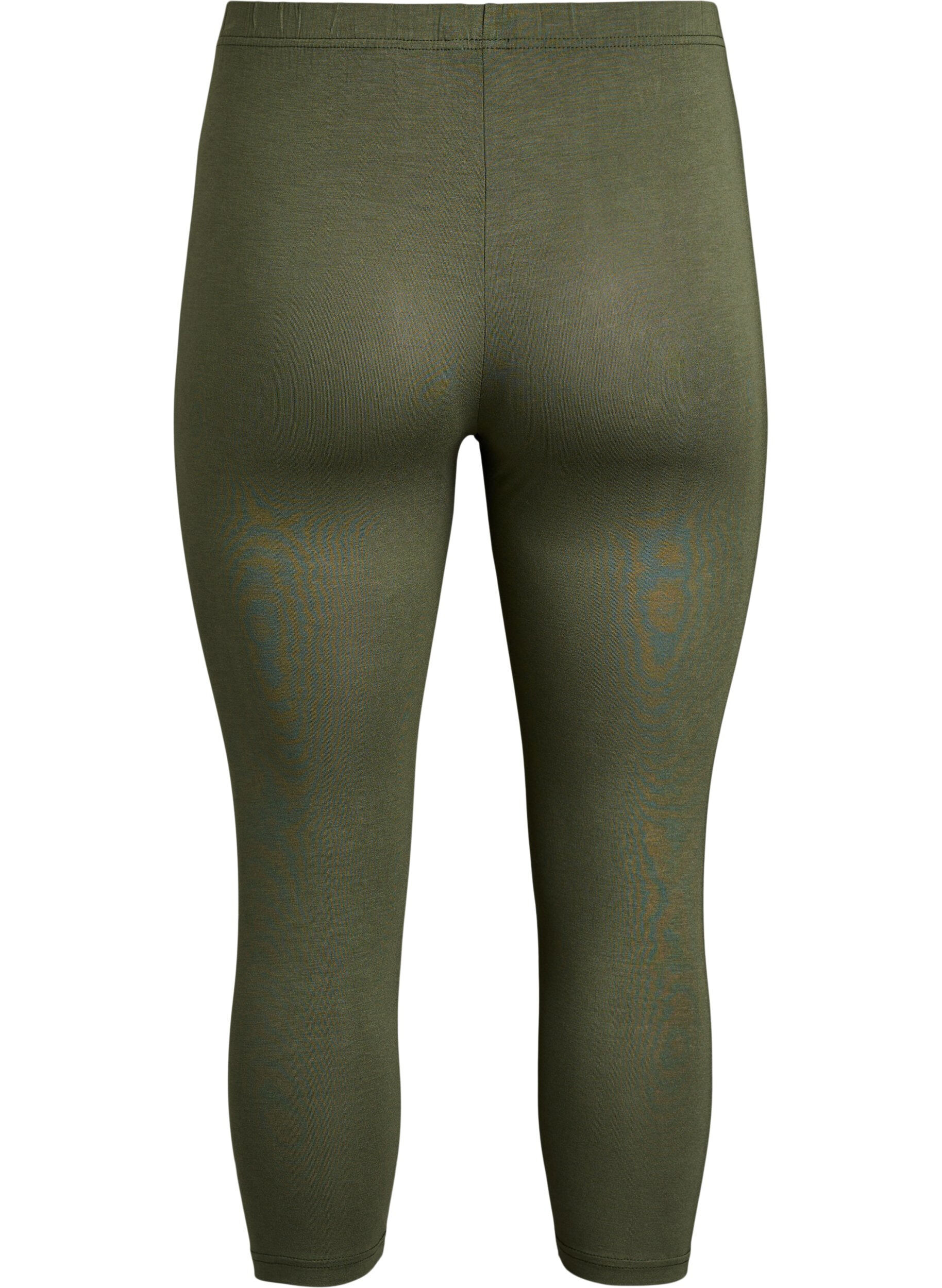 ZizziBasisleggings i viskose med 3/4-lengde, Gr&oslash;nn, Packshot image number 1