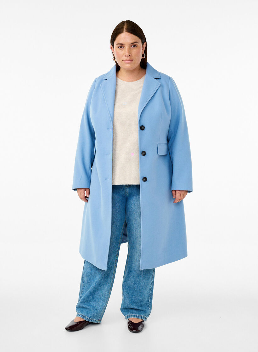 Lang kåpe med en splitt på ryggen, Della Robbia Blue, Model