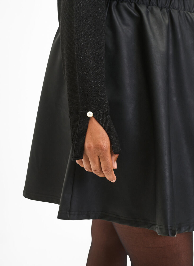  Stikket bluse i viskose med glitter, Black w. DTM Lurex, Model image number 2