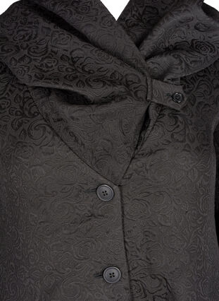 Vevet jacquard-jakke med hette, Black, Packshot image number 2