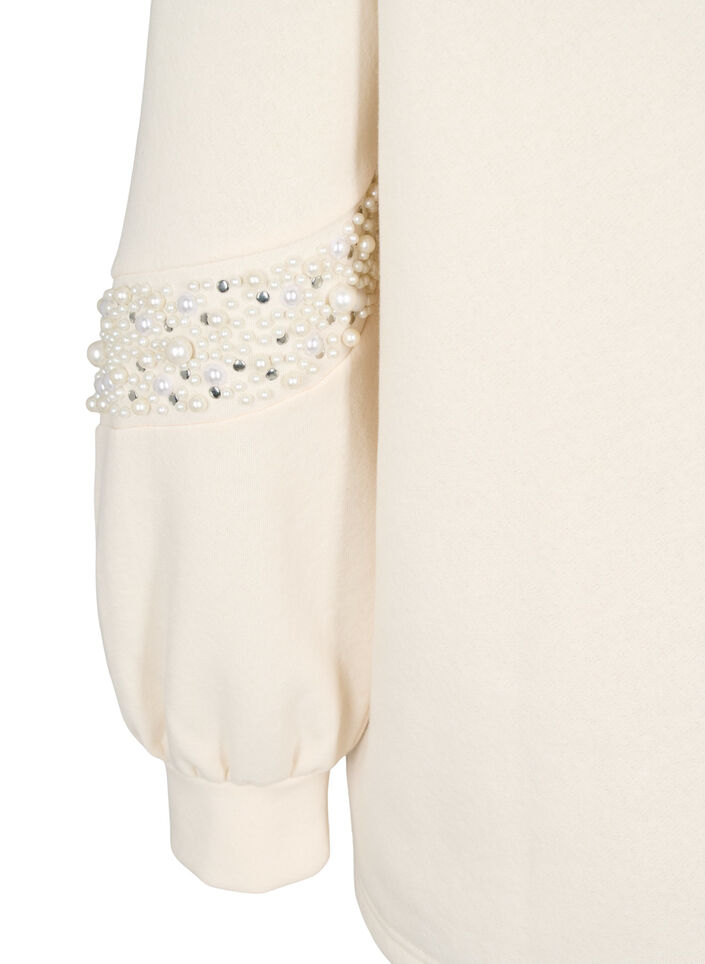 Genser med perledetaljer, Buttercream, Packshot image number 3