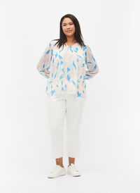 7/8-lengde jeans med rå kanter og høyt liv, White, Model
