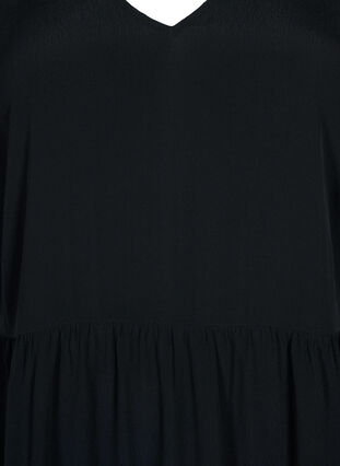 Ensfarget tunika i viskose med korte ermer, Black, Packshot image number 2