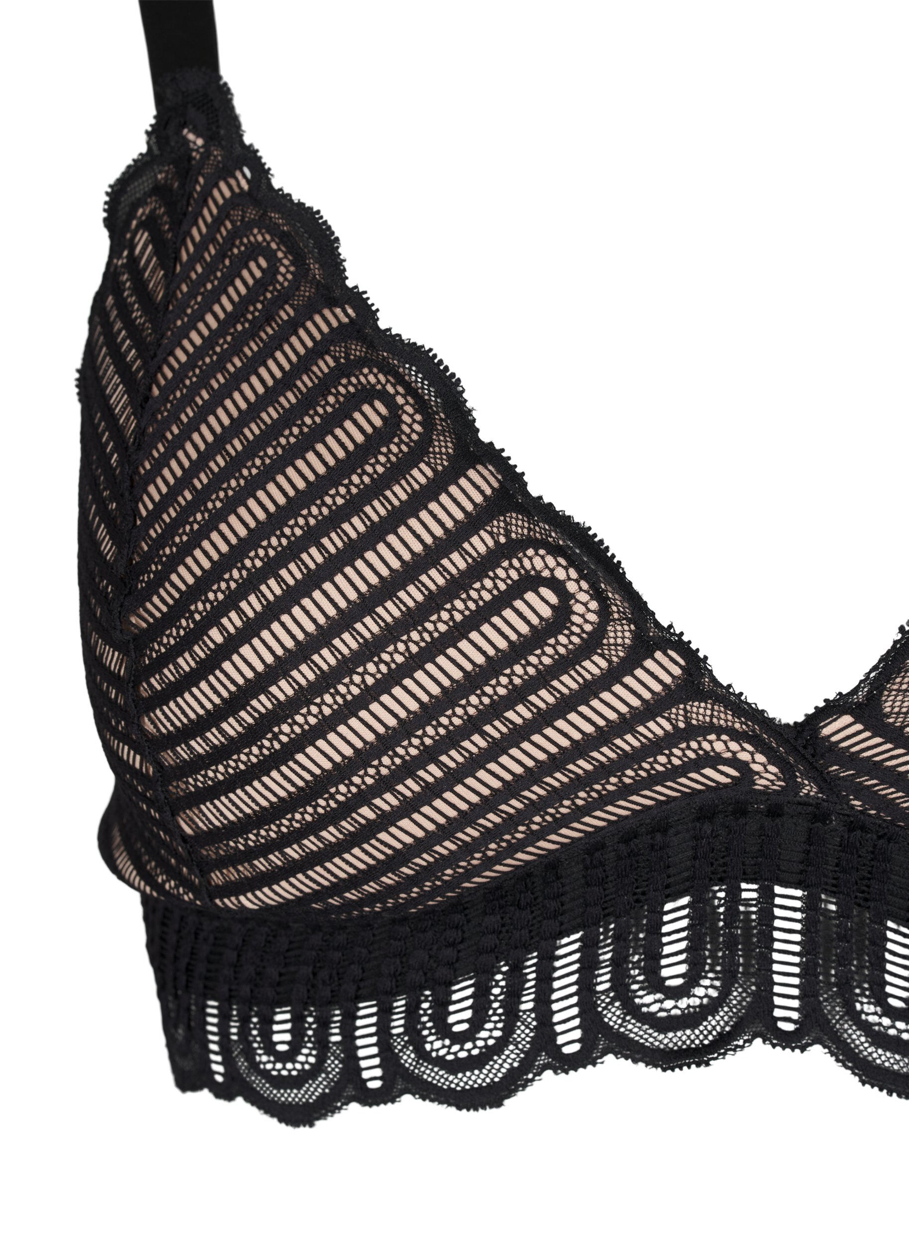 Zizzi Bralette med blonder og myk vattering, Svart, Packshot image number 3