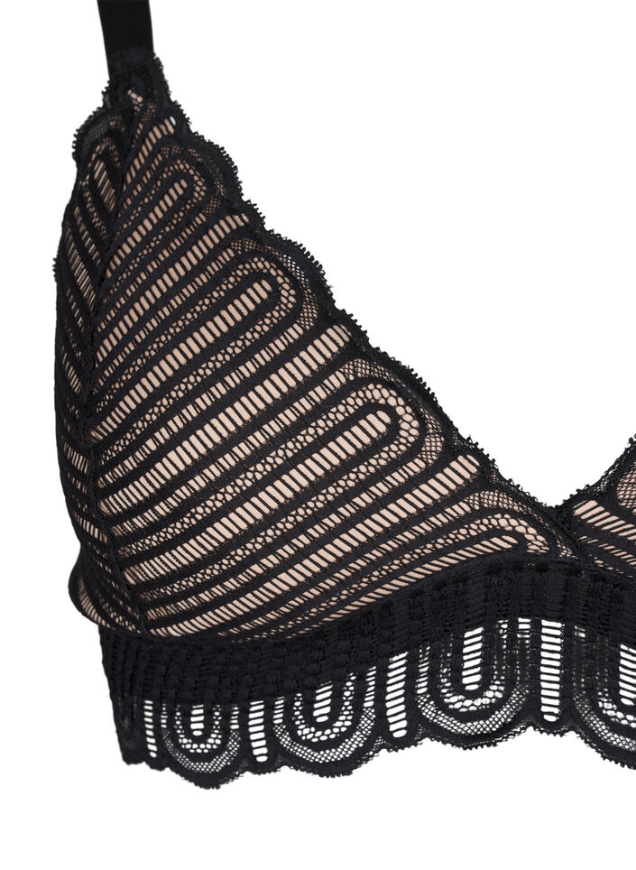 Bralette med blonder og myk vattering, Black, Packshot