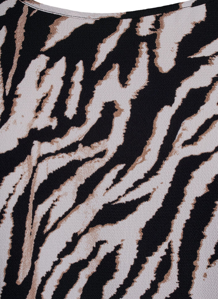 Kjole med trykk og korte ermer, Svart, Packshot image number 2