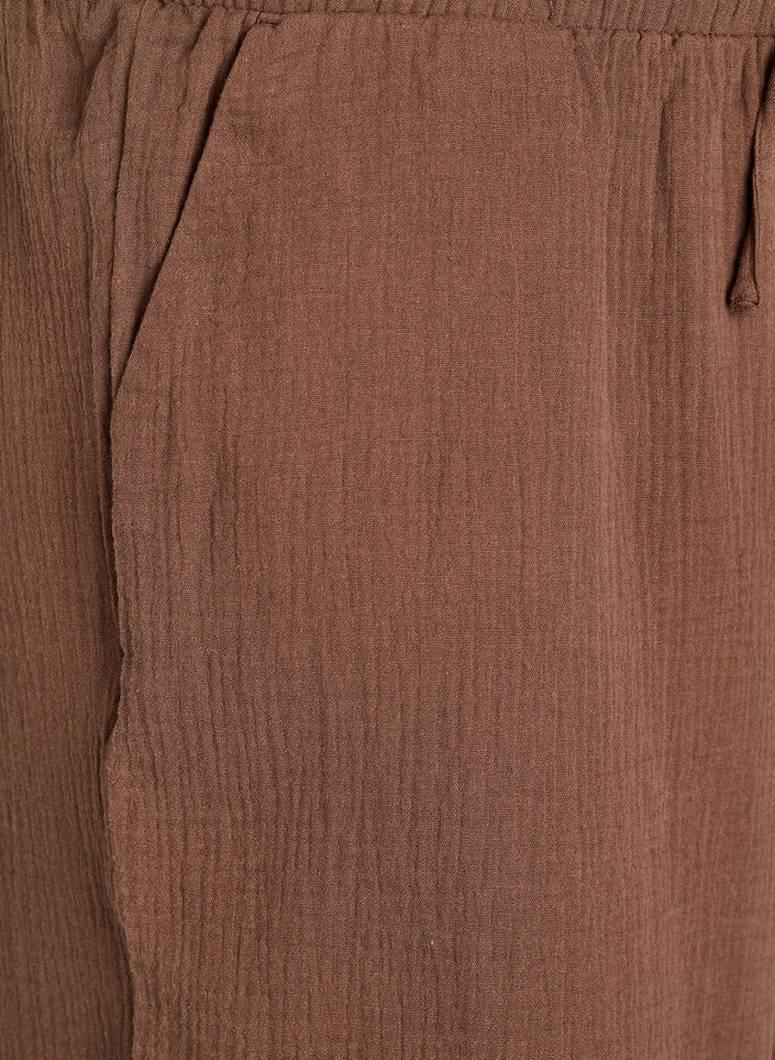 Culottebukse i bomullsmuslin med h&oslash;y midje, Brun, Packshot image number 2