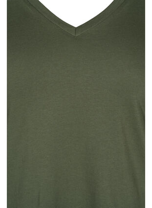 T-skjorte i organisk bomull med V-hals, Thyme, Packshot image number 2