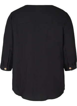 Bluse i viskose med knapper og V-hals, Black, Packshot image number 1