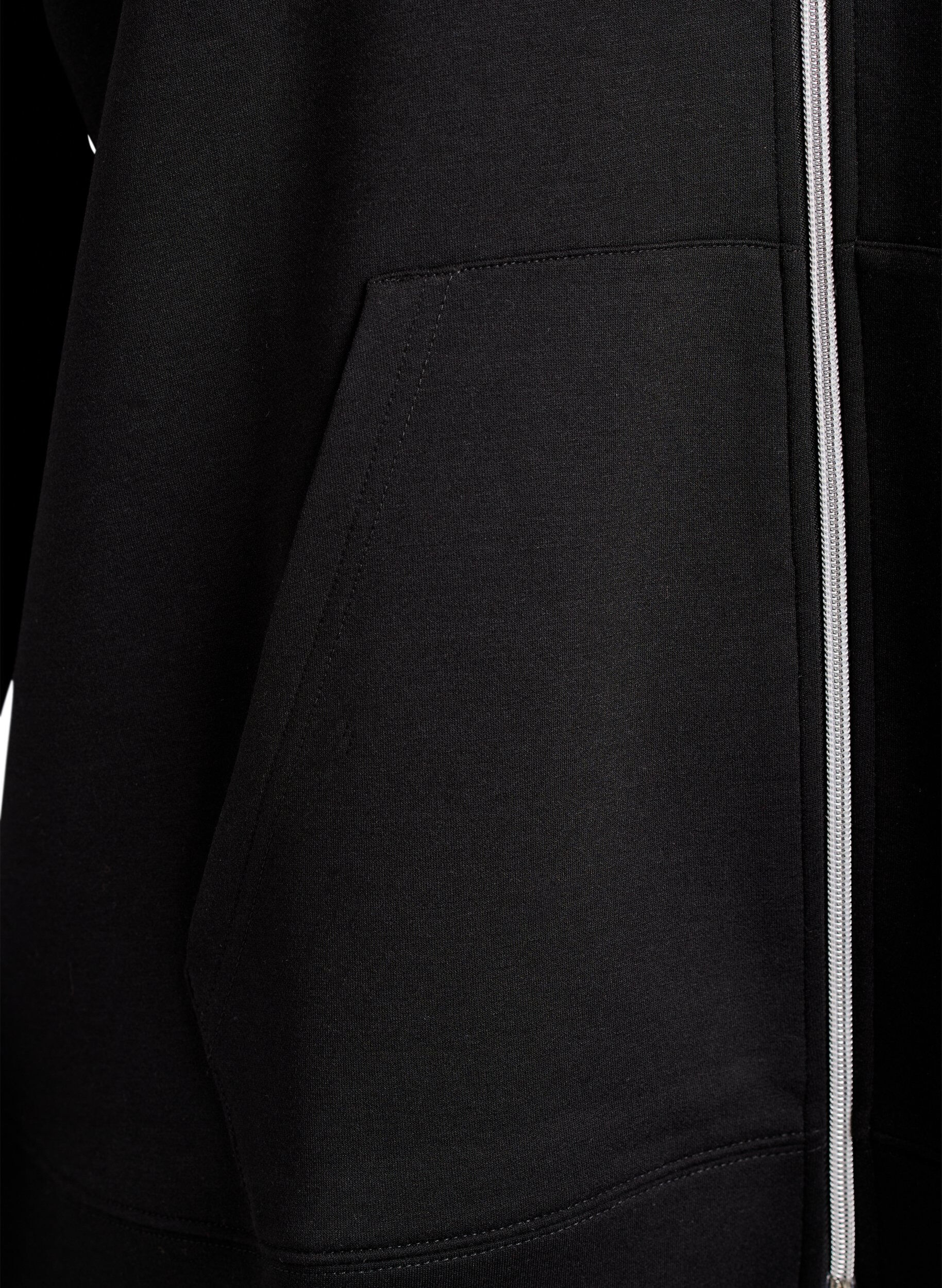 Zizzi Scuba hettegenser med glidel&aring;s og lommer, Svart, Packshot image number 3