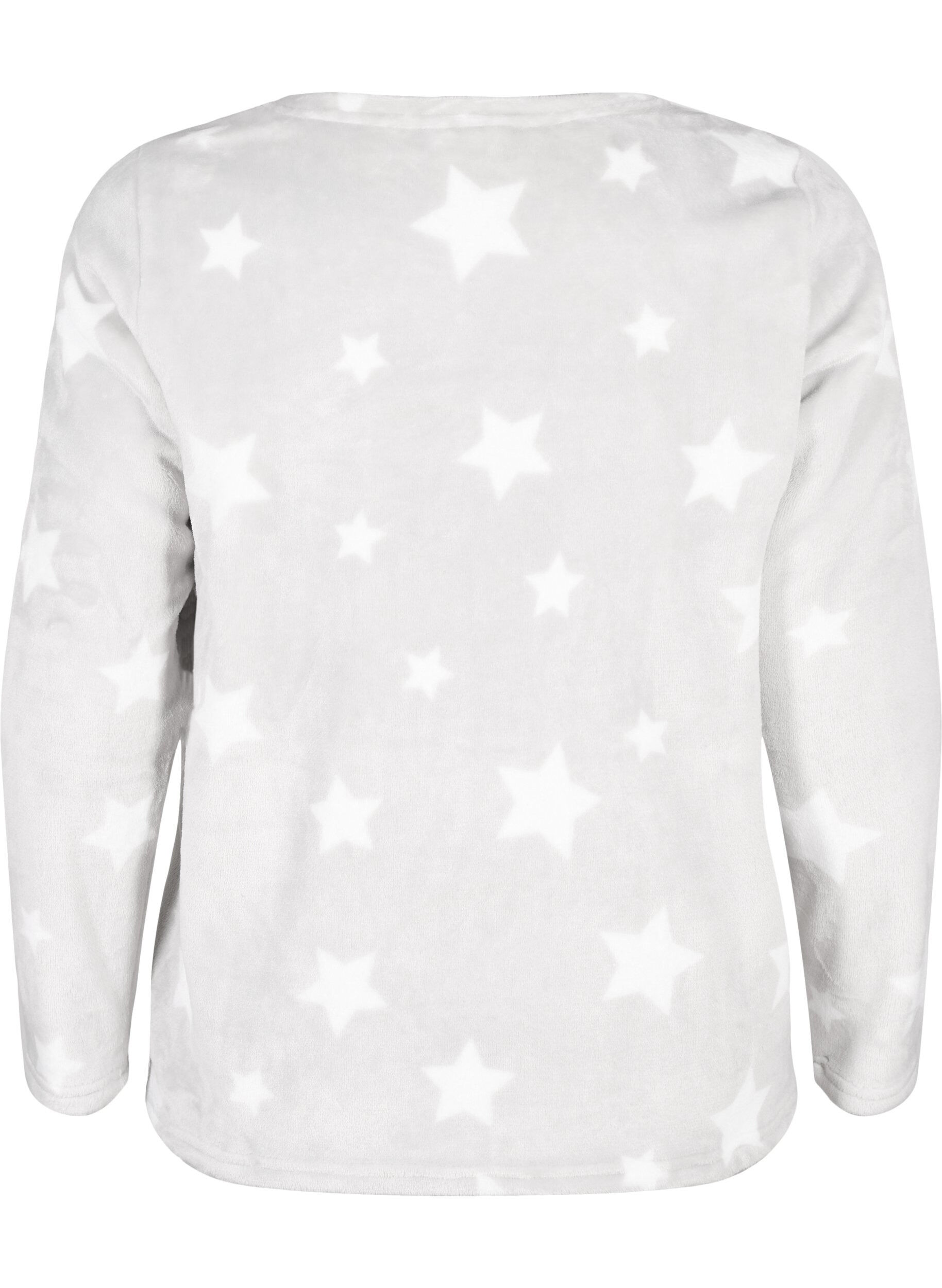 Zizzi Langermet bluse med stjerner, Grey Star, Packshot image number 1
