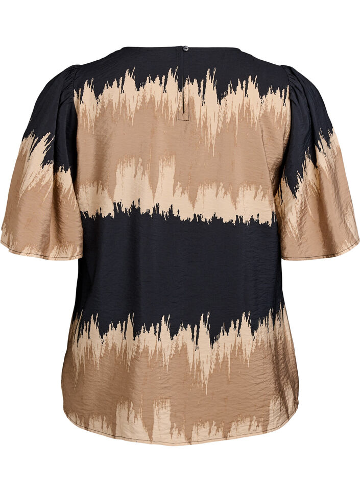 Bluse med vide ermer og grafisk trykk, Color Fade AOP, Packshot