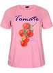 T-skjorte i &oslash;kologisk bomull med tomatprint, Rosa, Packshot image number 0