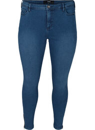 Cropped Amy jeans med høyt liv og glidelås, Dark blue denim