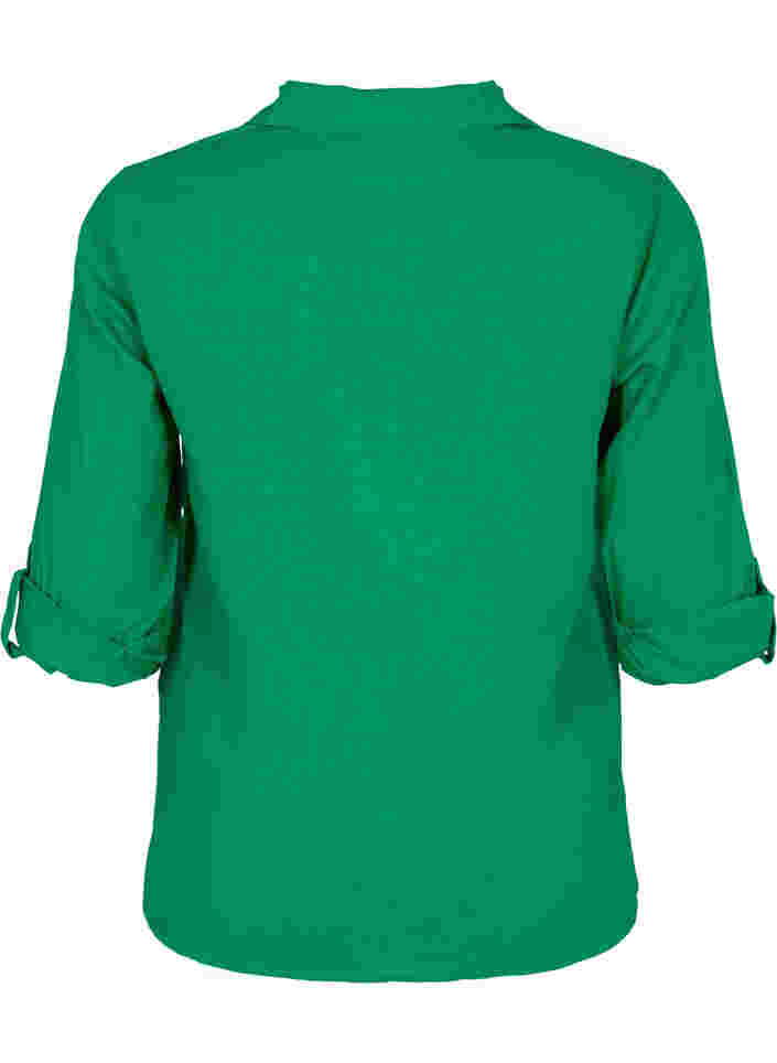 Bluse med 3/4-ermer og knapper, Jolly Green, Packshot image number 1