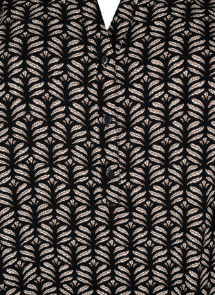 Zizzi Bluse med korte ermer og V-hals, Black S.Graphic AOP, Packshot image number 2
