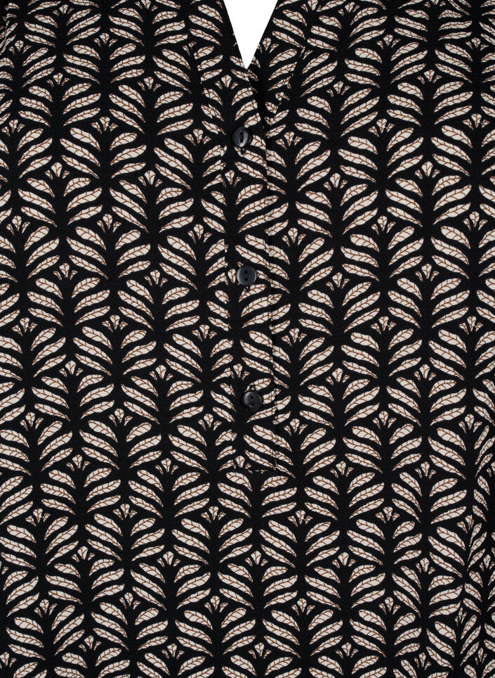 Bluse med korte ermer og V-hals, Black S.Graphic AOP, Packshot image number 2