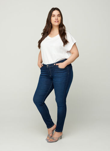 Sanna jeans , Dark blue denim, Model image number 0