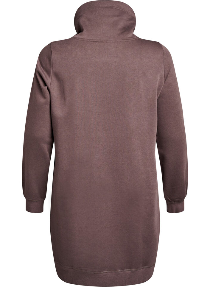 Kort genserkjole med h&oslash;y hals og lommer, Brun, Packshot image number 1