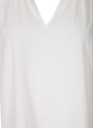 Kort bomullstunika med v-hals, Bright White, Packshot image number 2
