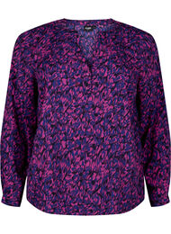 FLASH - bluse med lange ermer og trykk, Pink Blue AOP