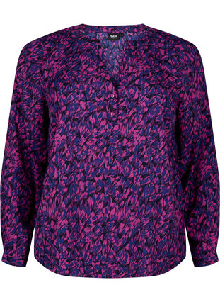 FLASH - bluse med lange ermer og trykk, Pink Blue AOP, Packshot image number 0