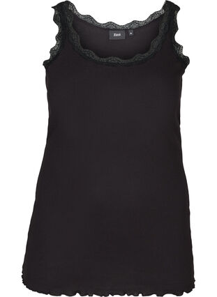 Topp med blondekant, Black, Packshot image number 0