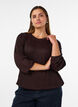 Bluse med vertikal struktur og glittertr&aring;d, Brun, Model image number 0