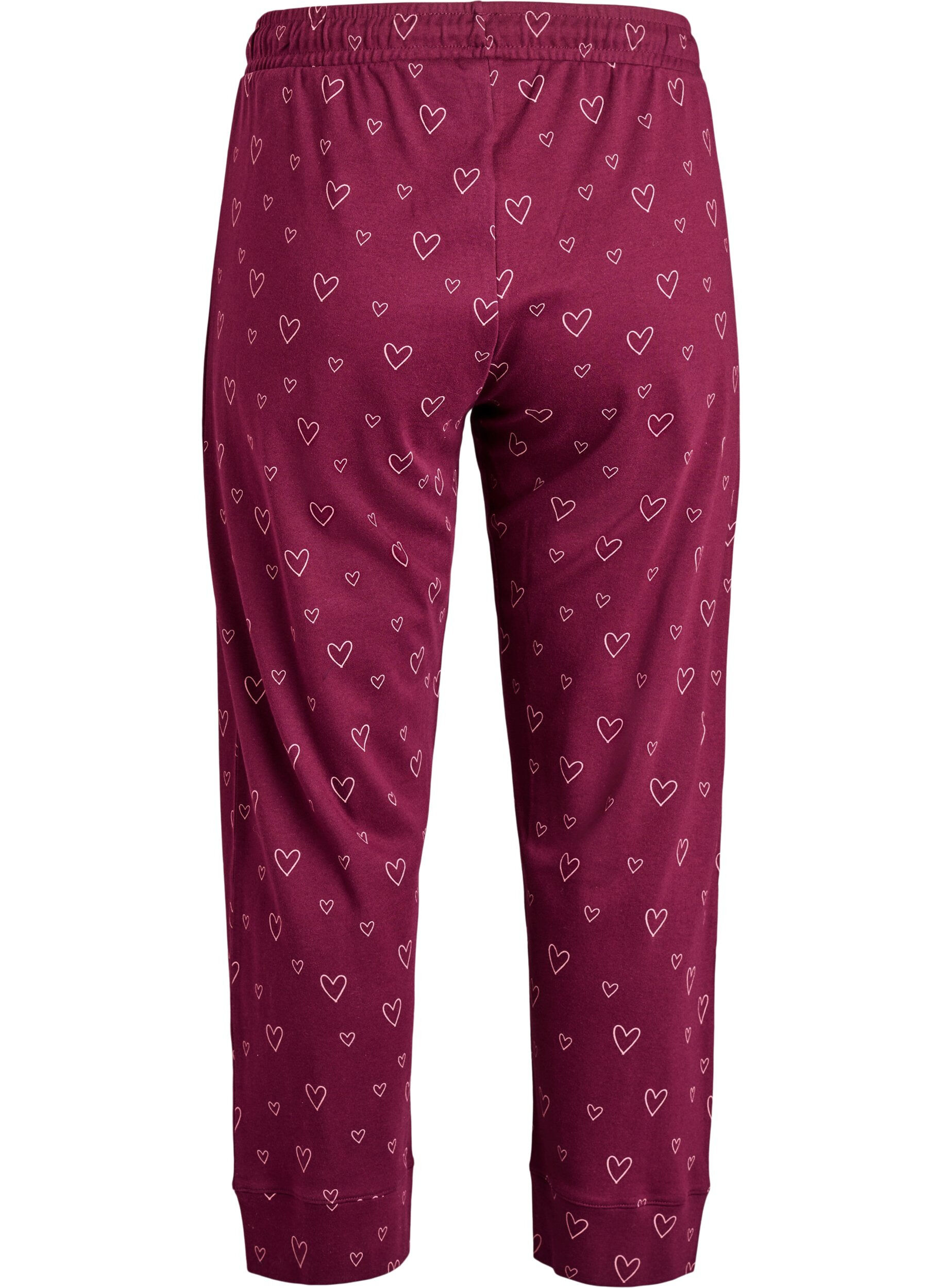 ZizziBomullspyjamasbukser med h&oslash;y midje, R&oslash;d, Packshot image number 1
