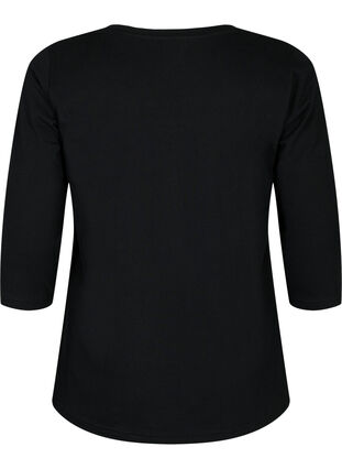 Basis T-skjorte i bomull med 3/4 ermer, Black, Packshot image number 1