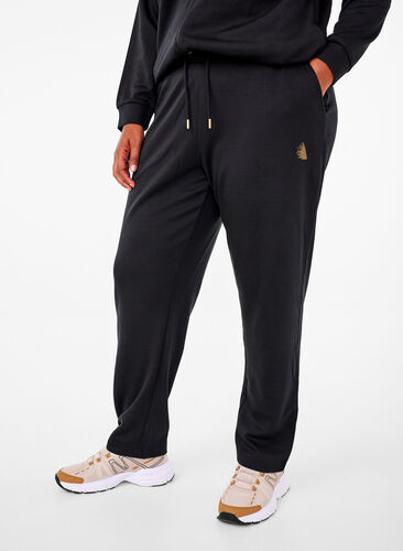 Zizzi Joggebukse med lommer og høy midje, Svart, Model image number 0